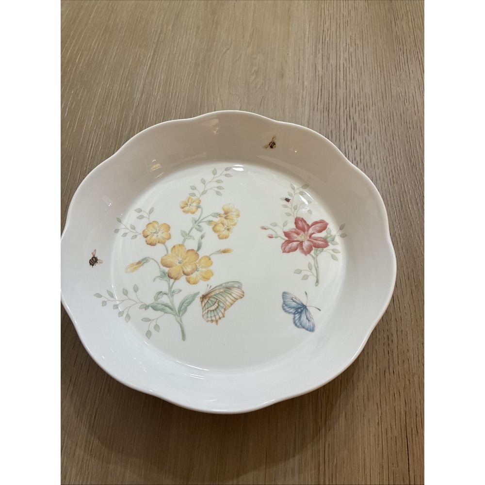 Lenox Butterfly Meadow Pie Plate Serving Dish 9.5" EUC Cottage Core
